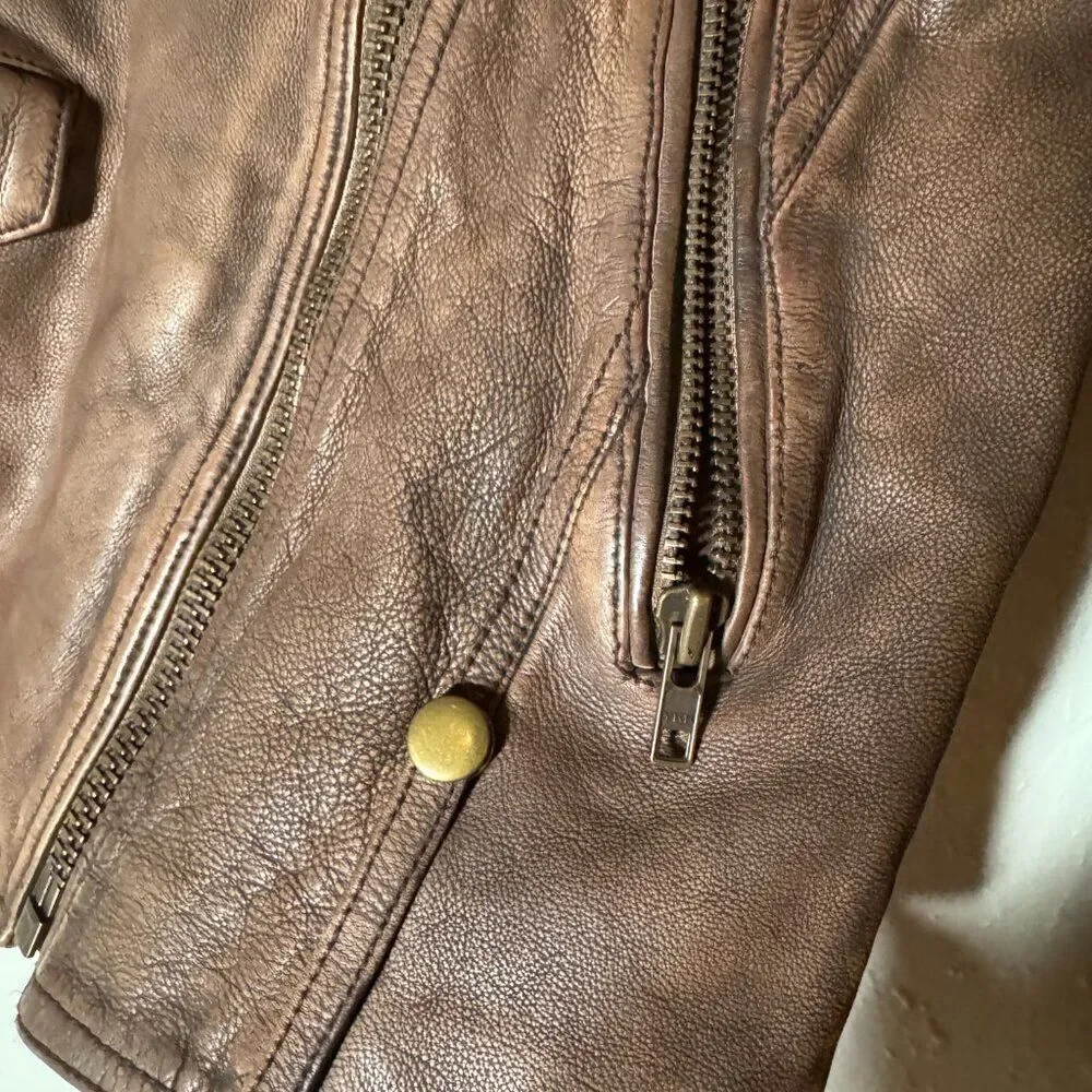 FREE PEOPLE We The‎ Free Jealousy Washed Wine Vegan Moto Jacket Size XS NWT